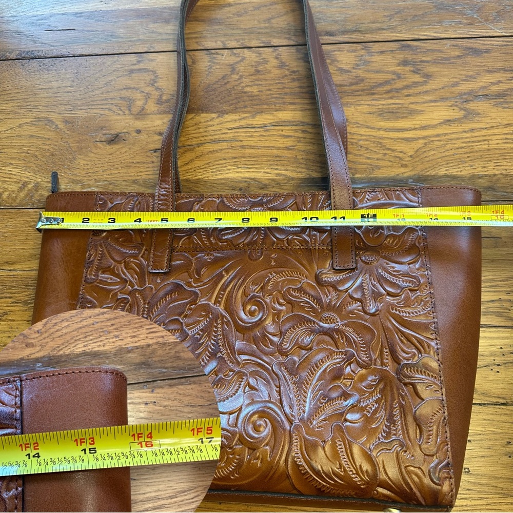 Patricia Nash Tooled Leather Zippered Tote Shoulder Bag - Picture 3 of 16